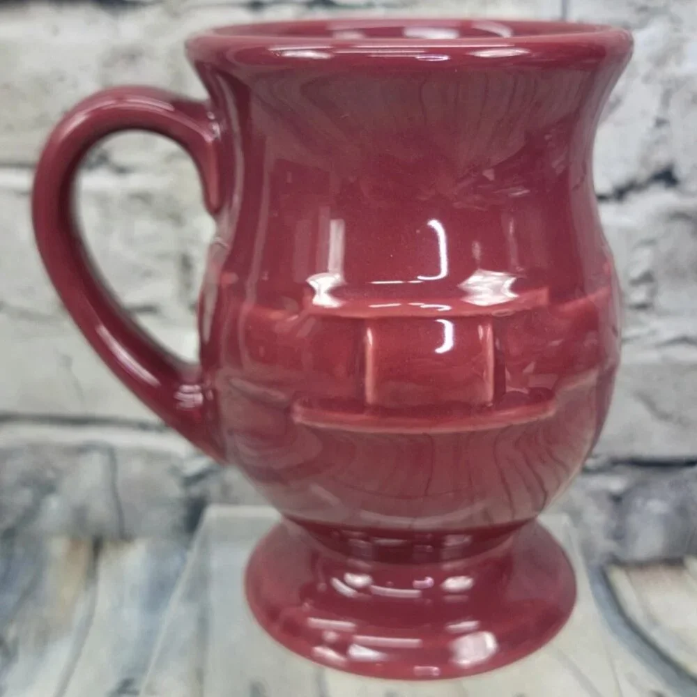 Longaberger Red Paprika Footed Mug Woven Traditions Cappuccino Latte Coffee Cup‎